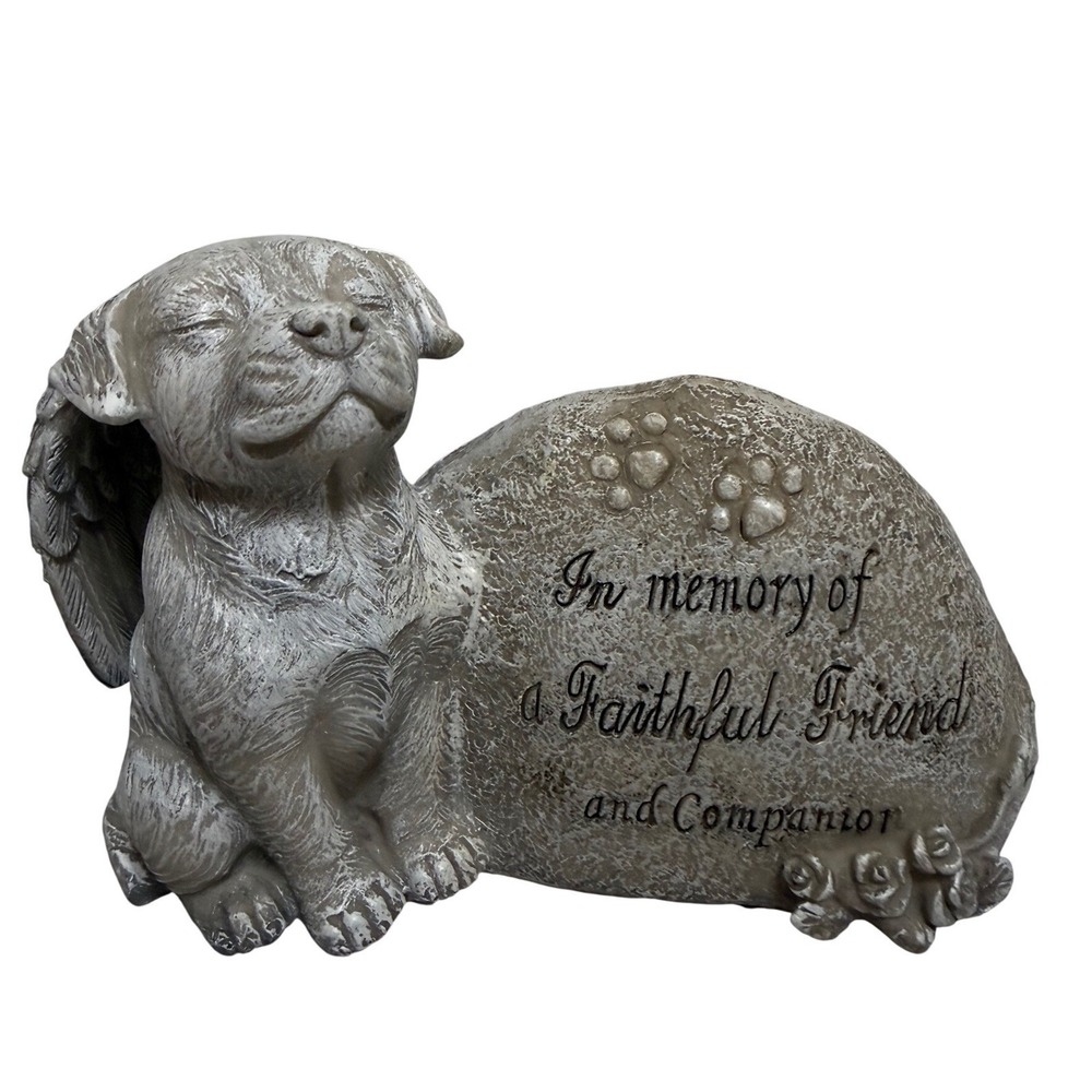 Dog‎ Angel Memorial Statue In Memory of a Faithful Friend Companion Grey 6.5in